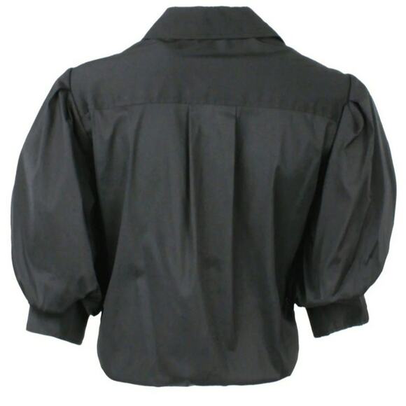 NWT Finley Bomba Silky Black Poplin Shirt with Front Twist Hem Size XL - Picture 2 of 6